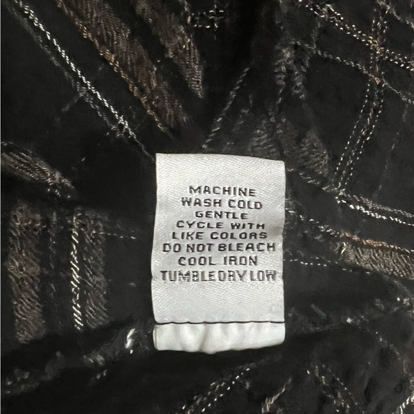 Habitat Women Autumn Plaid Mix Ruched Sleeve Jacket Sz S Brown Button Up P2P 22 - Picture 8 of 8